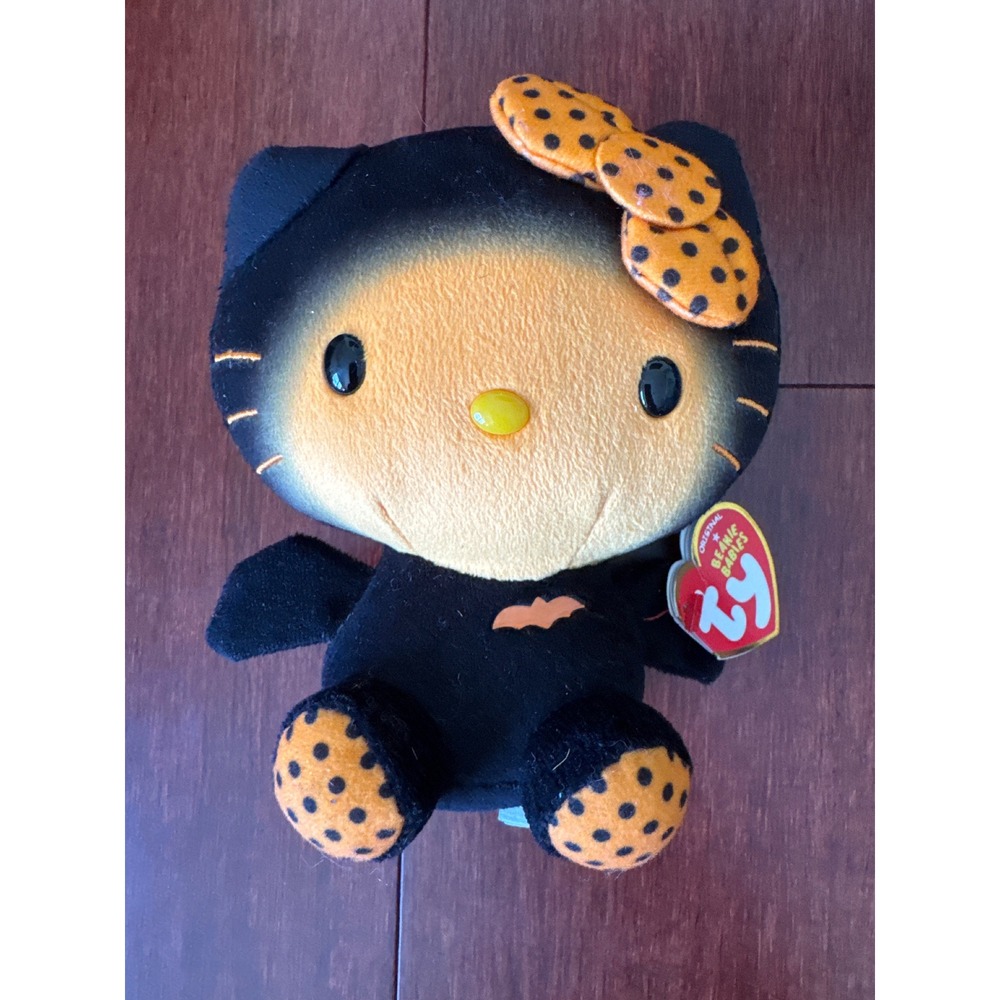 Ty Beanie Babies‎ Hello Kitty Bat Halloween Plush Sanrio Black Orange 6 Inch
